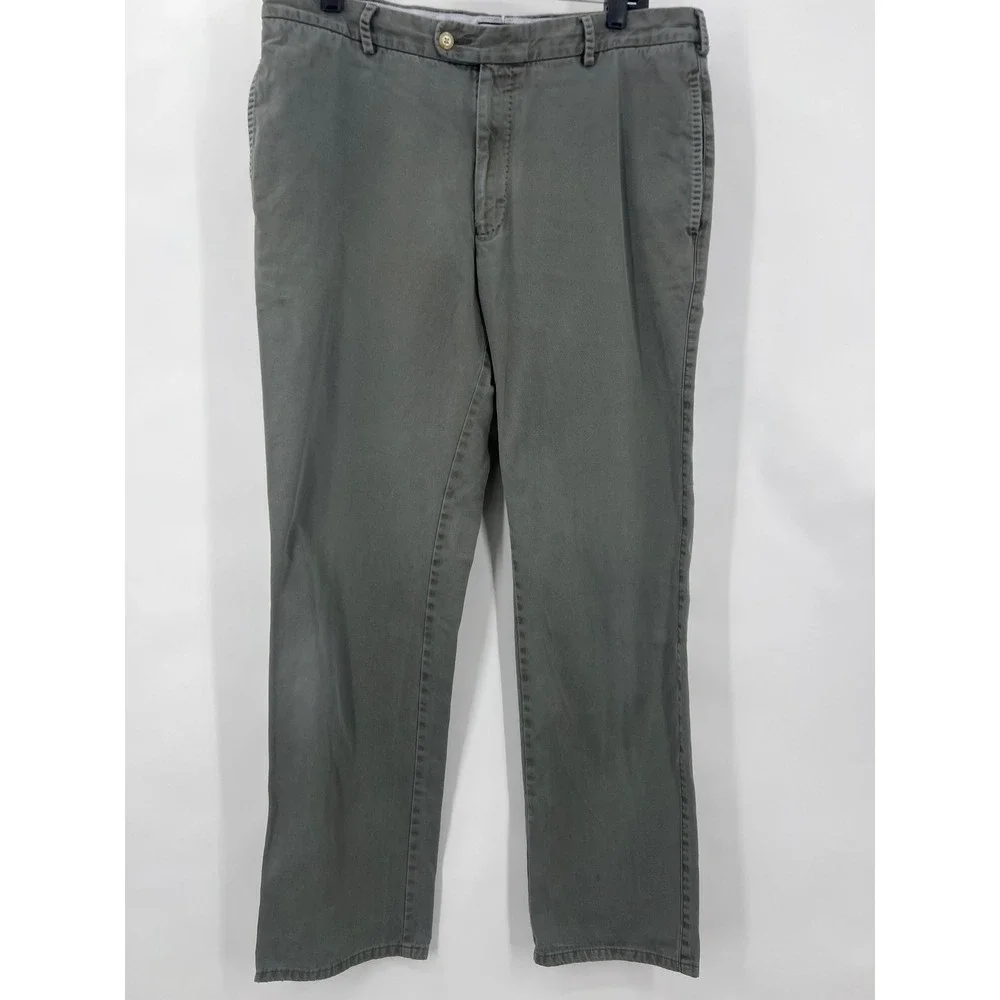Peter Millar Mens 35 Pima Cotton‎ Flat Front Raleigh Washed Twill Chino Pants